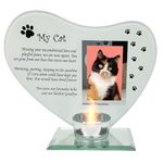 Glass Memorial Candle Holder & Photo Frame for Cats | Grief Sympathy Gift | Pet Memorial Plaque | Cat Remembrance Frame & Candle Holder