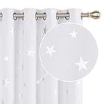 Deconovo Bedroom Curtains Stars Foil Printed Thermal Insulated Eyelet Blackout Curtains Nursery 46 x 54 Inch Silver Grey 1 Pair