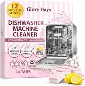 Dishwasher Cleaner And Deodorizer Tablets - 1 Year Supply Lemon Citrus Dishwasher Cleaning Tablets - Deep Cleaning Removes Limescale and Odors - Eco-friendly Dish Washer Machine Cleaner - Septic Safe
