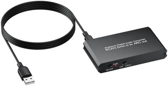 CAMWAY Analog to Digital Audio Converter - 3.5mm to ARC, RCA to ARC for Old TV,Computer,MP3 Player,Projector to Soundbar ARC Stereo Sound,Pro Chip,Dual Analog Inputs,Plug-Play for Home Audio Party