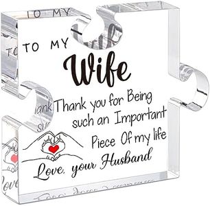 LukieJac Gifts for Wife - Valentines Day Gifts for Wife Romantic Gifts for Her Acrylic Puzzle Piece Plaque for Wife Birthday, Wedding Anniversary, Mothers Day Presents Home Desk Decor - 4.7 x 3.9 Inch