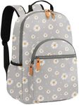 Leaper Daisy Printing Laptop Backpack Travel Backpack for Women School Backpack for Girls Kids College Backpack Daypack Bookbags Satchel Gray