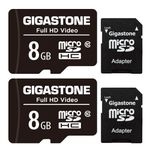 Gigastone 8GB 2-Pack Micro SD Card, FHD Video, Surveillance Security Cam Action Camera Drone Professional, 80MB/s Micro SDXC UHS-I U1 Class 10