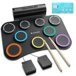 Donner Electric Drum Pad, 9 Pads Electronic Drum Set Roll Up Quiet Drum Pad Built-in Speaker, 40 Drum Lessons Included, Kids Holiday & Birthday Gift Instrument Toys DED-20(SE)