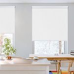 KCO Cordless Light Filtering Roller Blinds, Window Roller Shades Solar Blinds UV Protection Fabric Shades for Bathroom, Living Room, Bedroom and Office, 22" W x 72" L, White