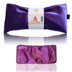 Blissful Being Lavender Eye Pillow with Purple Satin Cover- Hot or Cold Weighted Aromatherapy Eye Mask perfect for Naps, Yoga, Migraines - Natural Stress Relief (Amethyst with purple cover bundle)