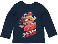 Disney Cars Lightning McQueen Toddler Long Sleeve T-Shirt Tee (4T, Navy)