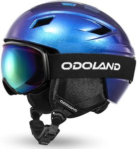 Odoland Ski Helmet and Goggles Set, Snowboard Helmet Glasses for Men, Women & Youth - Shockproof/Windproof Gear for Skiing, Snowboarding Starry Blue,L