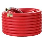 Guitrees 75FT 5/8 Heavy-Duty Rubber Garden Hose - 200psi Working, 1000psi Burst - Hot/Cold Water - Five-Layered Braiding for Durability - Versatile for Gardening, Agriculture, Construction(Red)