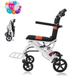 Portable Folding Wheelchair, Travel Wheelchair with handbrake, Ultra-Light Wheelchair for The Elderly and Children (with Bag)…