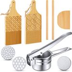 6 Pcs Gnocchi Board Wood Pasta Board Potato Ricer Pasta Making Tools Ricer for Mashed Potatoes with 3 Interchangeable Discs Pasta Board Set with Rolls and Cutter for Pasta Making Kitchen Gift Ideas