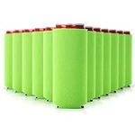 Blank Slim Can Cooler Sleeves, Foldable Slim Can Insulator Made of Neoprene, Slim Beverage Cooler for Beer & Soda, Skinny 12oz Can Cooler Pack, Set of 12, Neon Green - Your Dream Party Shop