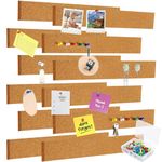 12 Pack Cork Board, Bulletin Board 12"X2", Cork Board for Wall Self Adhesive Small Cork Roll with 50 Push Pins, Pin Board for Office Home Memos Decor Notice Boards (12 PCS)