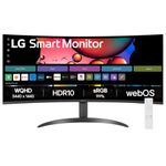 LG 34SR60QC Curved (1800R) UltraWide 21:9 Smart Monitor, 34" WQHD (3440x1440), HDR10 99% sRGB(Typ.), 100Hz, Built-in Speaker, webOS, AirPlay2, Screen Share, Bluetooth, HDMI, USB, ThinQ App, Black