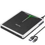 NOLYTH External CD DVD Drive, USB 3.0 Type-C CD/DVD +/-RW Burner Writer with SD/TF/2 USB Slot, Slim DVD Player for Laptop PC Windows Mac Macbook Pro Air Apple iMac