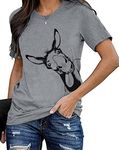 Donkey Shirt Women Funny Farm Animal Graphic T-Shirt Cute Farmer Graphic Tee Top （Grey,Small