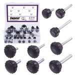 Swpeet 48Pcs 9 Sizes M4 M5 M6 Black Round Male Thread Knurled Clamping Knobs Grip Thumb Screw Assortment Kit, Knurled Handle Bolts Grip for Quick Remove Screws Clamping Screws