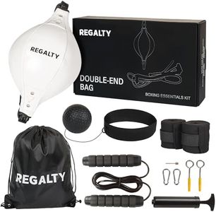 REGALTYs Double End Bag - Adjustable Leather Double Ended Punching Bag - Speedbagpunching Boxing Training Kit for Agility - Jump Rope and Reflex Ball - Boxing Equipment for Your Gym with Carry Bag