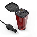 BESTEK 200W Car Cup Power Inverter Dual 110V AC Outlets and Dual USB Charging Ports(4.5A Max) Car Adapter with Car Cigarette Lighter Socket