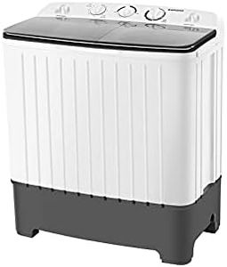 BANGSON Compact Portable Washing Machine, 17.6 Lbs Portable 11 Lbs Small Twin Tub Washer and 6.6 Lbs Spin Cycle for Camping, Dorms, College Apartments, RV, Rooms, Black