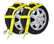 Mytee Products (2 Pack) Tow Dolly Basket Straps with Twisted Snap Hooks, Fits 14"-19" Tires Wheels - Car Wheel Straps Auto Tie Down Wheel Net