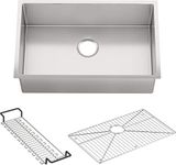 Kohler K-5409-NA 29 x 18-5/16-Inch Undermount Medium SingleBowl Kitchen Sink with Basin Rack, Stainless Steel, 9.31 x 18.31 x 29.00 inches