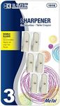 BAZIC Pencil Sharpener Metal Silver Dual Blades, Standard & Jumbo Size Pencils Crayon, Double Blade Sharpeners (3/Pack), 1-Pack