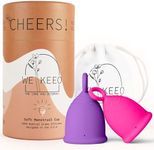 WE KEEO Menstrual Cup - Reusable, Soft & Safe Medical Grade Silicone Period Cup - 12 Hours Comfort - Eco Friendly Tampon & Pad Alternative for Active Lifestyle & Heavy Flow (Rose Pink & Purple)