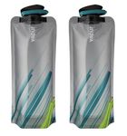 Vapur Element Flexible Water Bottle - with Carabiner, 1 Liter (33 oz) - 2 Pack - Grey & Teal