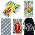 LHTHT Tarot Cards,Tarot Cards 78Pcs Fate Forecasting Cards Game Set,Tarot Divination Future Game Cards Set,Tarot Cards Deck With Transparent Case,Black Velvet Pouch Bag,Book