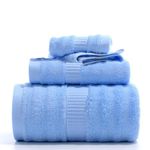 Mush Bamboo 3 PieceTowels Set | Ultra Soft, Absorbent and Antimicrobial 600 GSM (Bath Towel, Hand Towel and Face Towel) Perfect for Daily Use and Gifting (Sky)