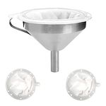 BUYGOO Stainless Steel Funnel 5 Inch Kitchen Funnel with 200 Mesh Filter and 400 Mesh Filter Food Filter Straining Set Strainer for Transferring Liquid, Oil, Juice, Coffee, Wine and Making Jam