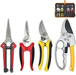 Sutekus 4 Pack Garden Pruning Set Shears Hand Pruners Bypass Pruning Shears Clippers Garden Trimmer Scissors Kit With Case