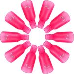 10 PCS Set Nail Polish Remover Clips Acrylic Gel Polish Clips Gel Polish Remover Nails Art Gel Cap for Toenail & Finger UV Gel Polish Removal (Rose Red)