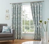 Dreams and Drapes Design - Eve - Pair of Pencil Pleat Curtains With Tie-Backs - 46 Width x 54 Drop (117 x 137 cm) in Duck Egg