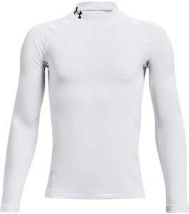 Under Armour Boys' ColdGear Armour Mock Long Sleeve T-Shirt, White (100)/Black, Youth X-Small