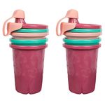 The First Years GreenGrown Reusable Spill-Proof Sippy Cups, Toddler Sippy Cup, 6 Pack, Pink/Teal