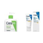 CeraVe Hydrating Cleanser for Normal to Dry Skin 473ml with Hyaluronic Acid & 3 Essential Ceramides & AM Facial Moisturising Lotion SPF30 with Ceramides for Normal to Dry Skin 52 ml