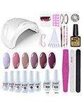 Vishine Gel Nail Polish Starter Kit with 48W SUNOne UV LED Nail Lamp Speed Dryer Manicure Tools 6 Pretty Colours Gel Polish Base and Top Coat #03