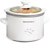 Elite Gourmet MST-250XW# Electric Slow Cooker Ceramic Pot, with AdjCatable Temp, Entrees, Sauces, Soups, Roasts, Stews & Dips, Dishwasher Safe (1.5 Quart, White)