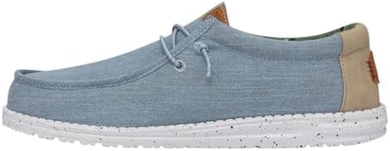 HEYDUDE Men's Wally Washed Canvas Slip On Shoe, Blue Size 7 | Light Easy On Loafer