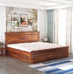 GHROYAL Sheesham Wood King Size Kuber Bed with Box Storage for Bedroom Living Room Home Hotel Wooden Double Bed Cot Palang Furniture (Honey Finish)|1 Year Warranty