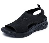 Skechers Women's Arch FIT City Catch Sandal, Black Knit, 5 UK