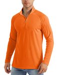 MAGCOMSEN UV Protection Clothing Summer Cooling Shirts UPF 50+ Shirts Long Sleeve Polo Shirt Men with Collar 1/4 Zip Up Running Shirts Orange