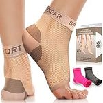 Physix Gear Plantar Fasciitis Support Compression Ankle Socks for Men & Women - Best Toeless Arch Compression Foot Sleeve for Achilles Support, Heel Spurs, Arch, Foot & Ankle Swelling (Beige, L/XL)