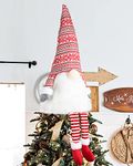 Lanpn Christmas Tree Topper Large Tomte Gnome Santa Ornaments 23 Inch, Plush Gnome with High Hat and Legs for Xmas Tree Home Fireplace Table Ornaments Decorations (Red)