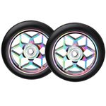 MaxEarn 2Pcs Scooter Replacement Wheels 110mm, Colorful Stunt Scooter Wheels with ABEC-9 Bearings, Hardness 88A Scooter Wheels for Stunt and Kick Scooters Apollo/Cox/Albott/Hudora/Fuzion
