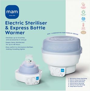 MAM Electric Bottle Steriliser and Warmer – Fast Baby Bottle Heating