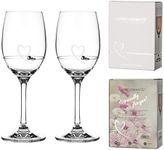 DIAMANTE Petit Heart Wine Pairs Etched Design Embellished with Swarovski Crystals
