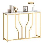 SDHYL Console Table,Modern Entryway Table with Gold Metal Legs,Long Sofa Table,Faux Marble Narrow Table for Entryway Hallway Living Room